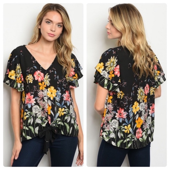 Vine & Love Tops - Vine & Love | Black Floral Blouse 👚